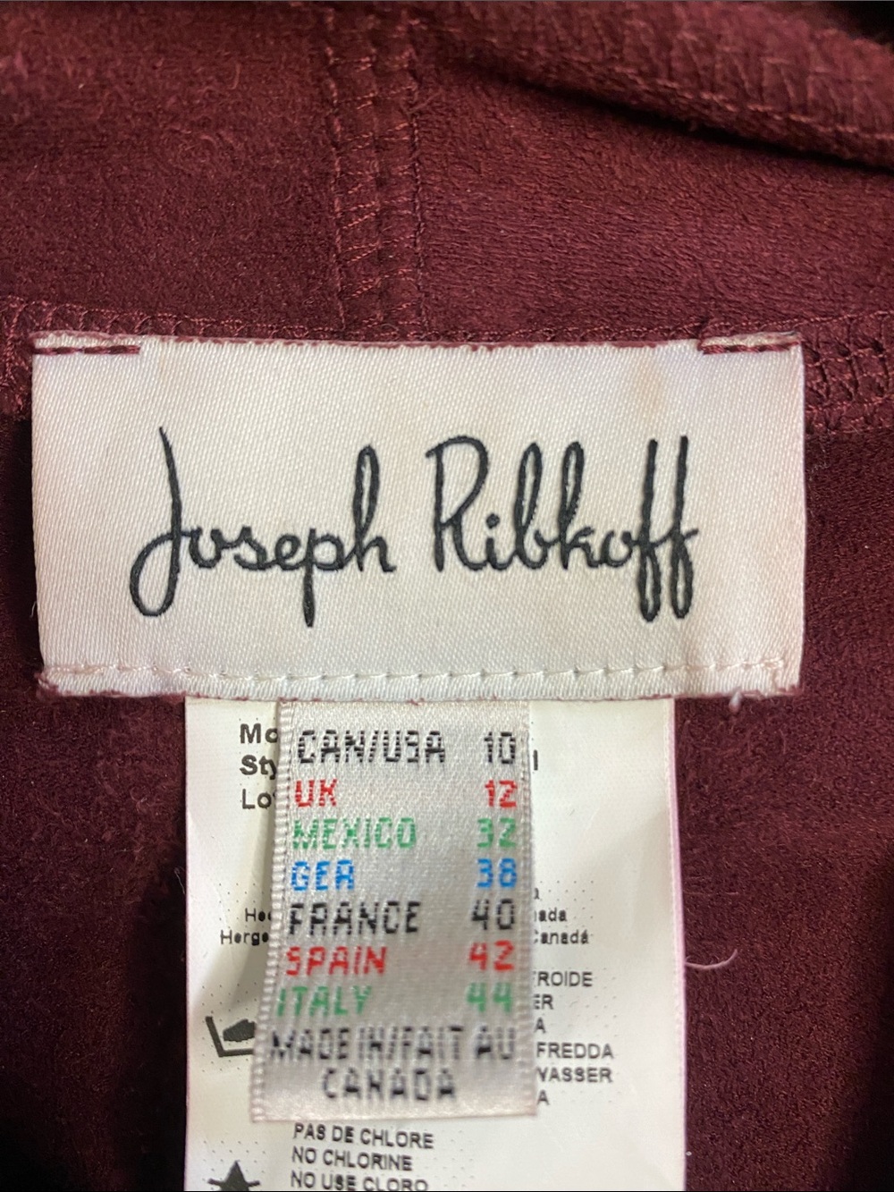 Joseph Ribkoff Burgundy Suede-Feel Draped Jacket - Picture 5 of 6
